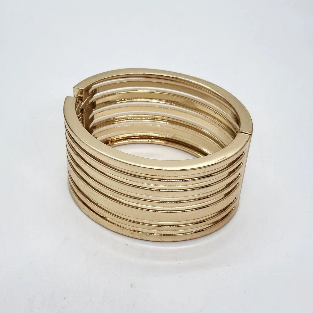 Multi-Layered Gold Tone Cuff Bangle Bracelet‎